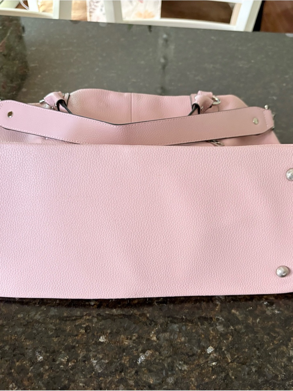 KATTEE ~Soft Pink Large Leather Tote Bag with Top Handles - Picture 4 of 7